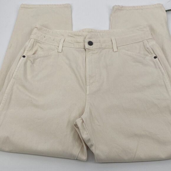 Veronica Beard Jean Blake Straight Notch Ankle Jeans Structured Ecru Cream 30 - Picture 9 of 16